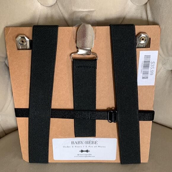 Mini swag, infant toddler black bow tie and suspenders set, NEW NWT - Picture 2 of 2